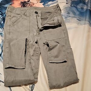 Gray Cargo Pants- Medium Rise